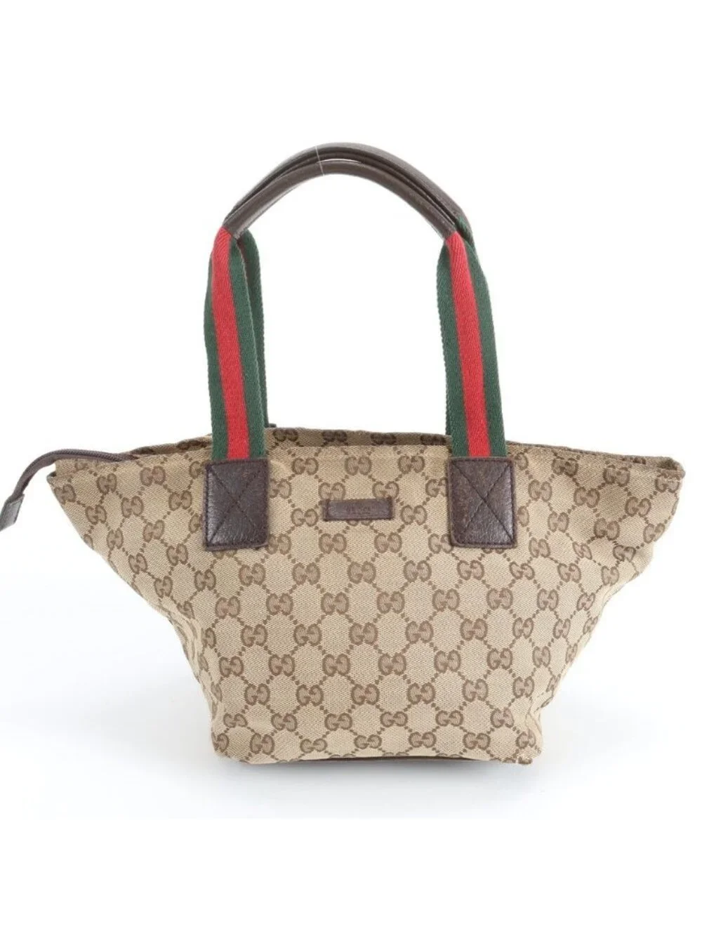 Gucci GG Canvas Sherry Line Leather Tote Shoulder Hand